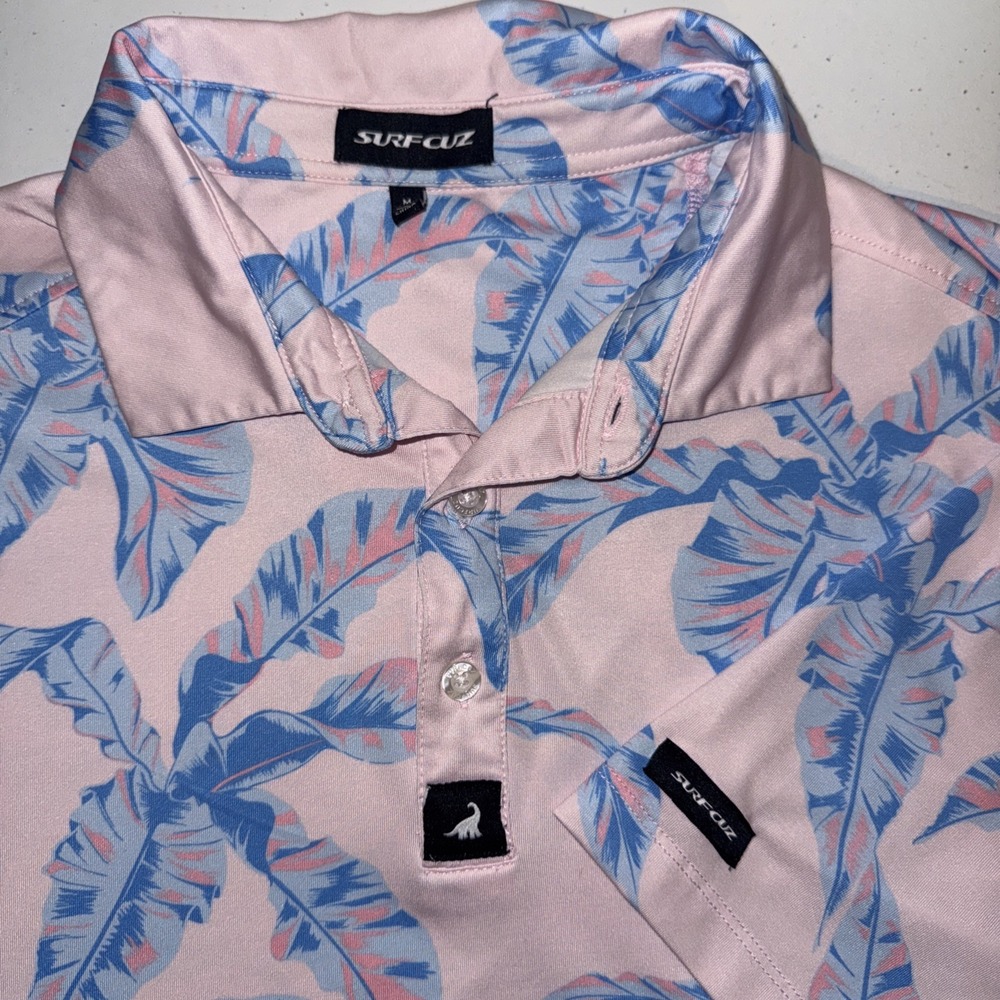 Surfcuz‎ Men's Polo Shirt Size Medium Pink Floral